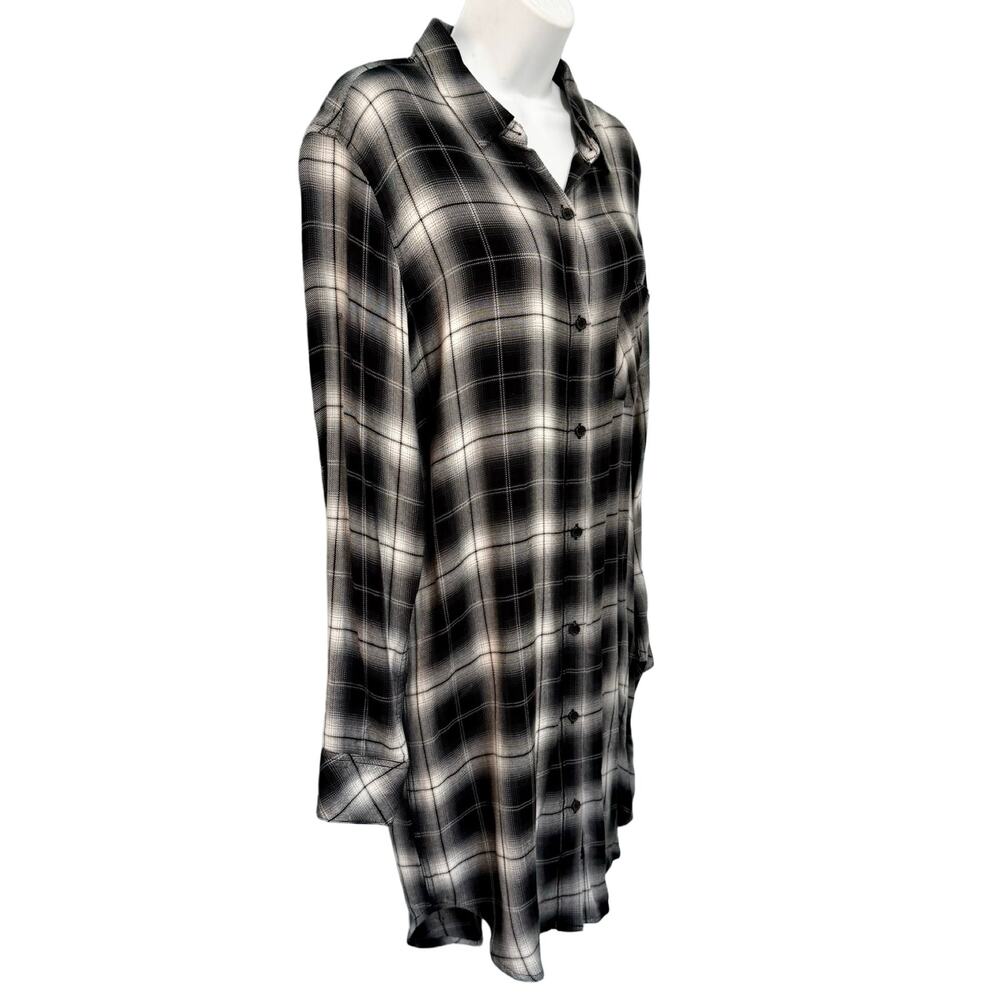 Rails Black White Plaid Button Down Long Sleeve Bianca Soft Shirt Dress size M - Picture 7 of 12